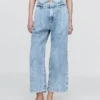 365 høyt liv, ultramyke denim-plisserte ankelbukser