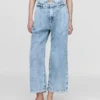 365 høyt liv, ultramyke denim-plisserte ankelbukser