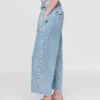 365 høyt liv, ultramyke denim-plisserte ankelbukser
