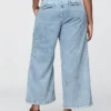 365 høyt liv, ultramyke denim-plisserte ankelbukser