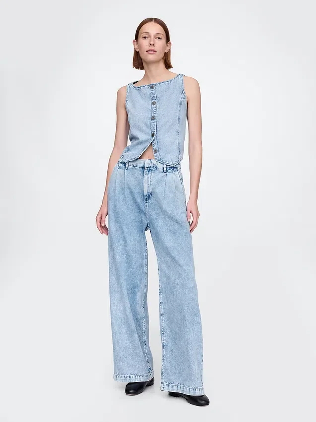 365 høyt liv, ultramyke plisserte denimbukser