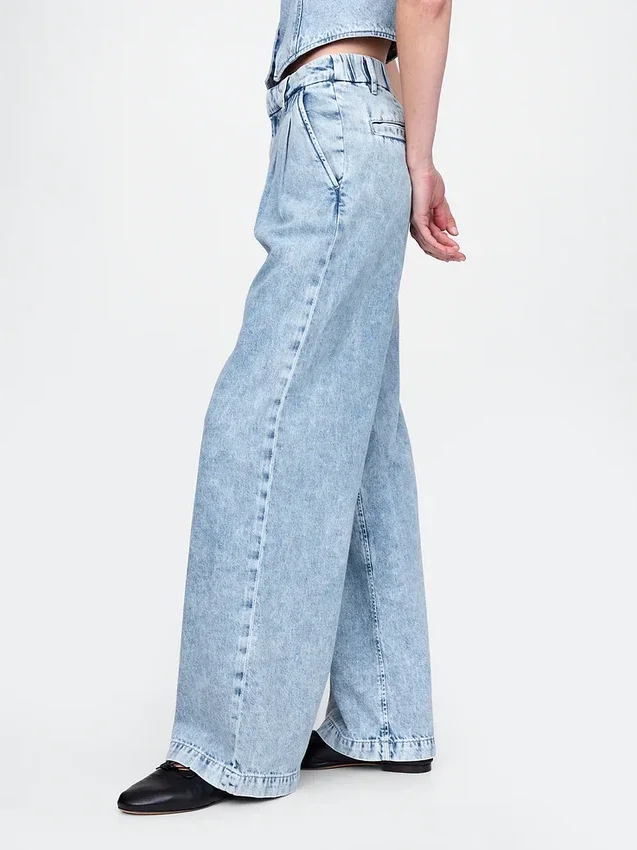 365 høyt liv, ultramyke plisserte denimbukser