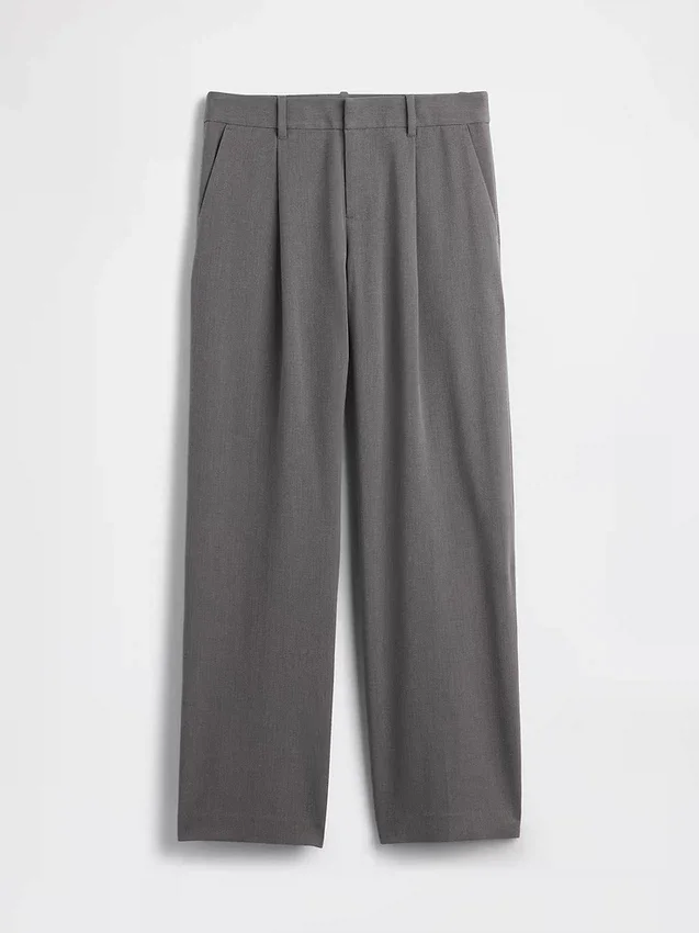 365 lavt sittende bukser i børstet twill med plissering