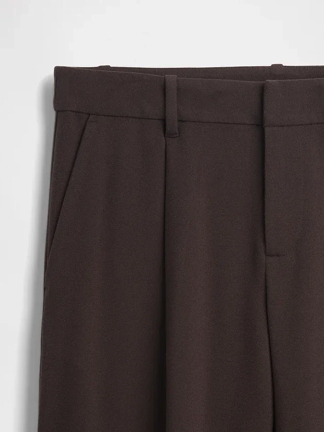 365 lavt sittende bukser i børstet twill med plissering