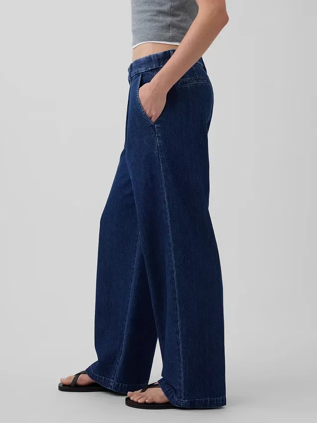 365 lavt sittende plisserte jeansbukser
