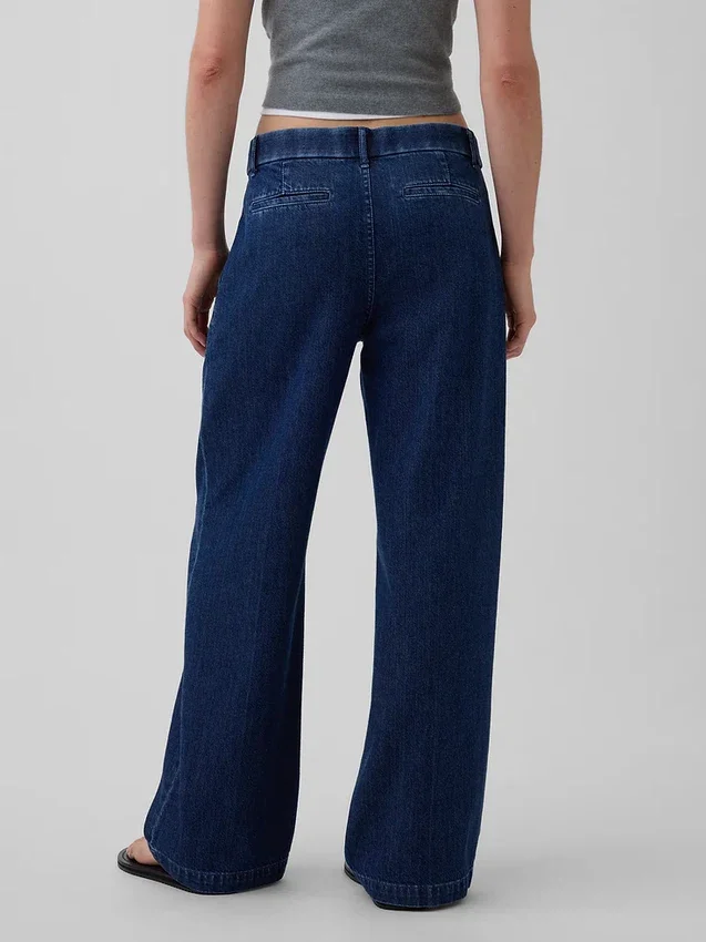 365 lavt sittende plisserte jeansbukser