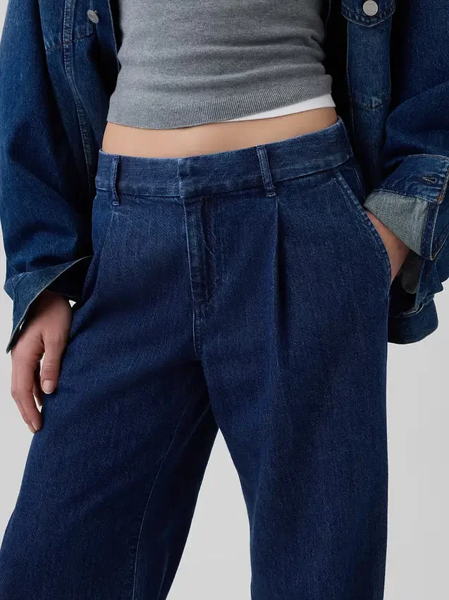 365 lavt sittende plisserte jeansbukser