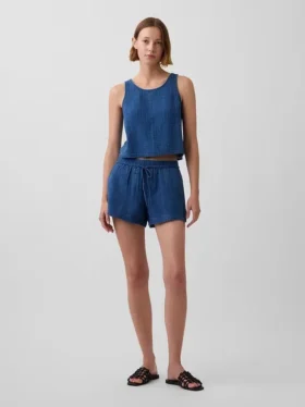 4" bomullsgas-denim-Shorts med enkel påkledning