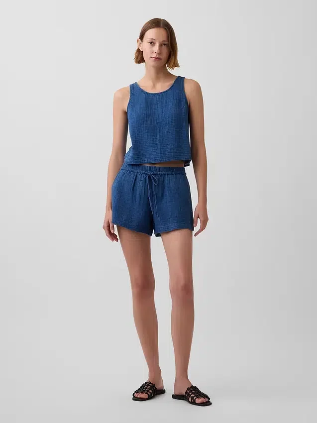 4" bomullsgas-denim-Shorts med enkel påkledning