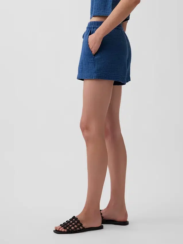 4" bomullsgas-denim-Shorts med enkel påkledning