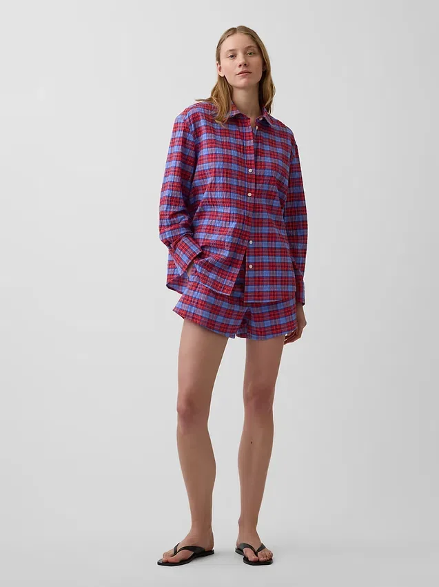 4" boxershorts i seersucker-rutemønster