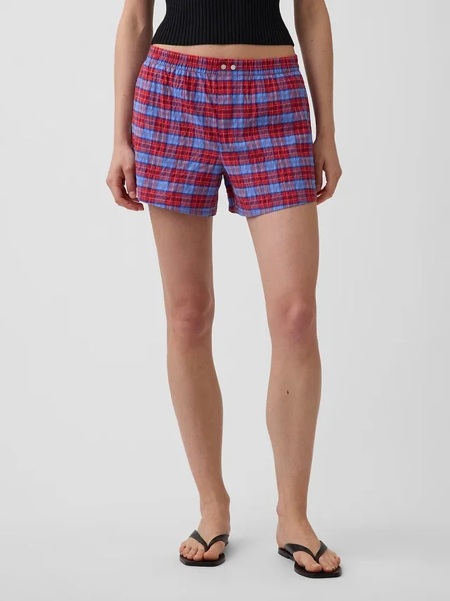 4" boxershorts i seersucker-rutemønster