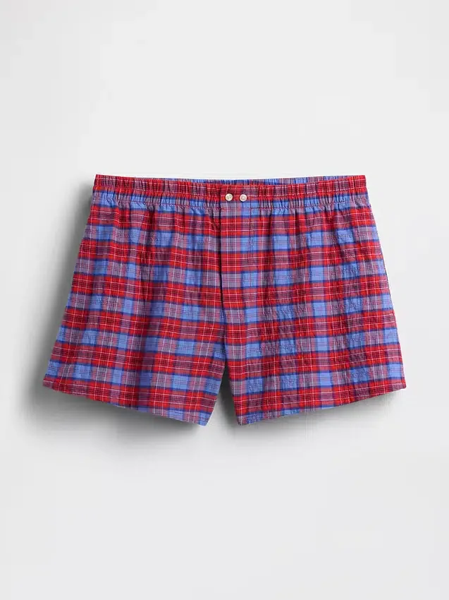 4" boxershorts i seersucker-rutemønster