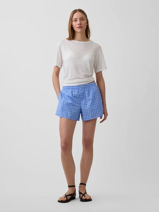 4" boxershorts i seersucker-rutemønster