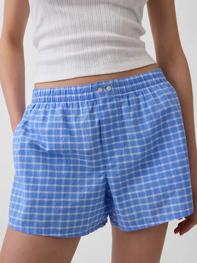 4" boxershorts i seersucker-rutemønster