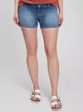 4" denimshorts med innsatt panel for mammaklær