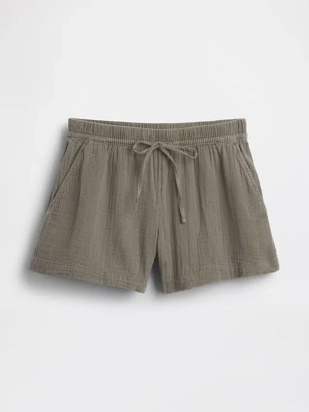4" Shorts i bomullsgas med middels høy midje