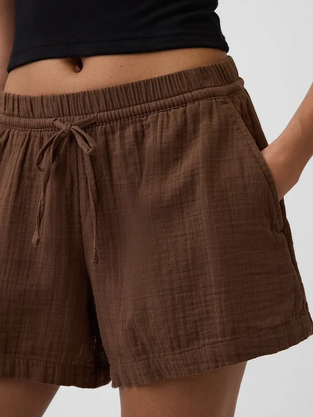 4" Shorts i bomullsgas med middels høy midje