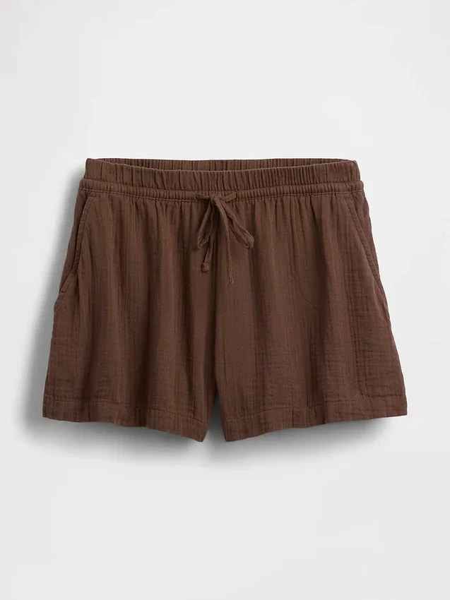 4" Shorts i bomullsgas med middels høy midje