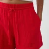 4" Shorts i bomullsgas med middels høy midje