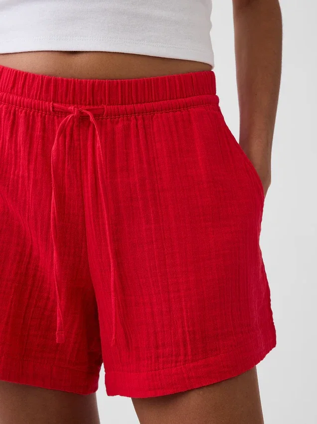 4" Shorts i bomullsgas med middels høy midje