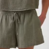 4" Shorts i bomullsgas med middels høy midje