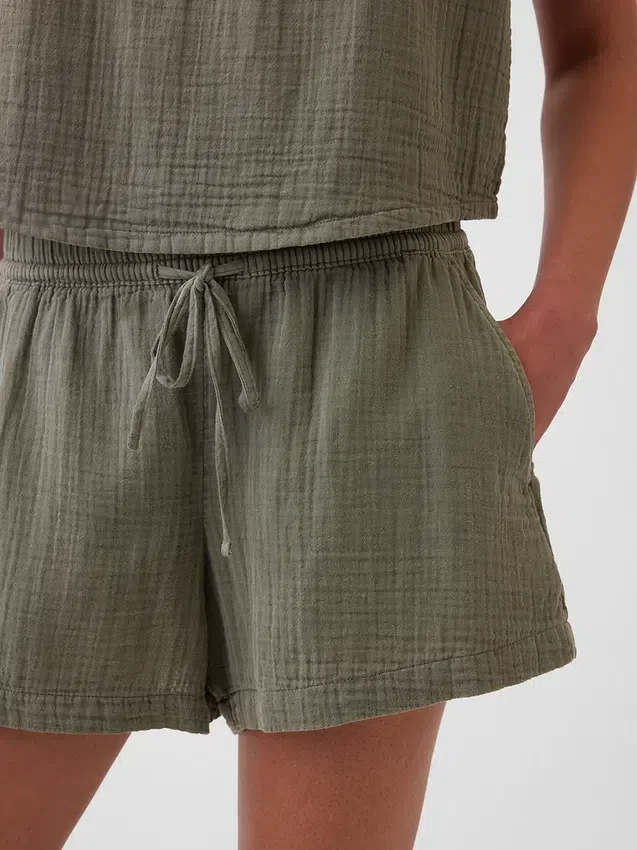 4" Shorts i bomullsgas med middels høy midje