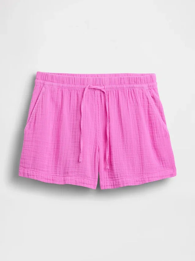 4" Shorts i bomullsgas med middels høy midje
