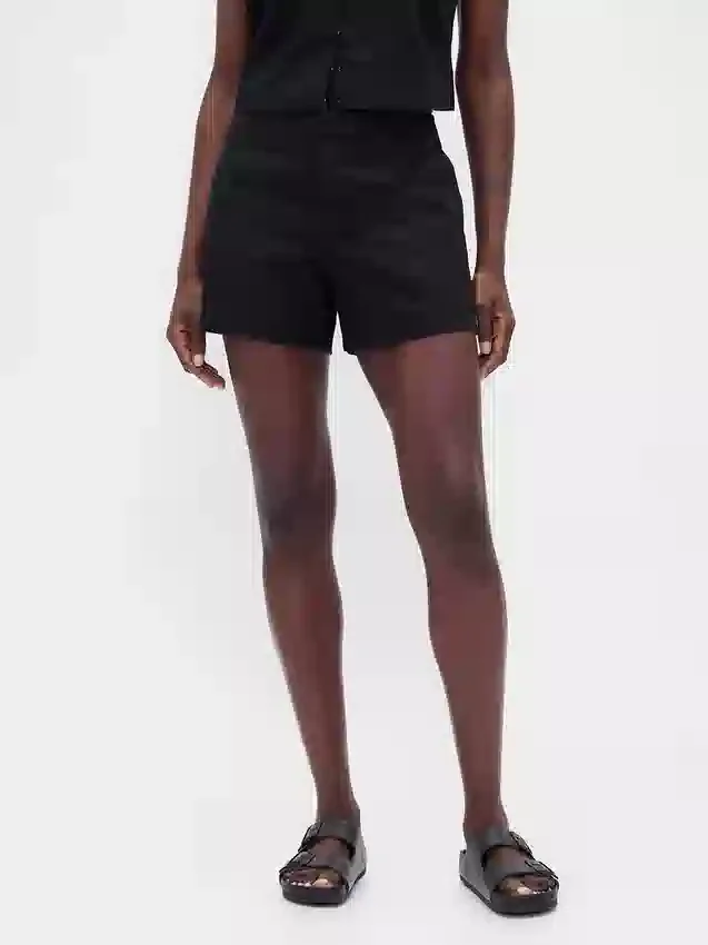 4" Shorts i linblanding med middels høy midje
