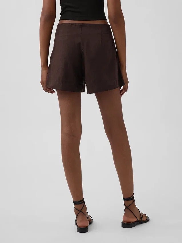 4" Shorts i linblanding med middels høy midje