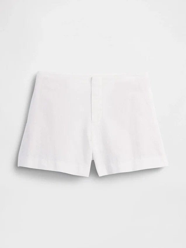 4" Shorts i linblanding med middels høy midje