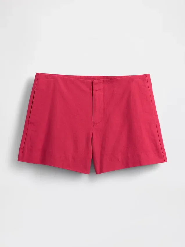 4" Shorts i linblanding med middels høy midje
