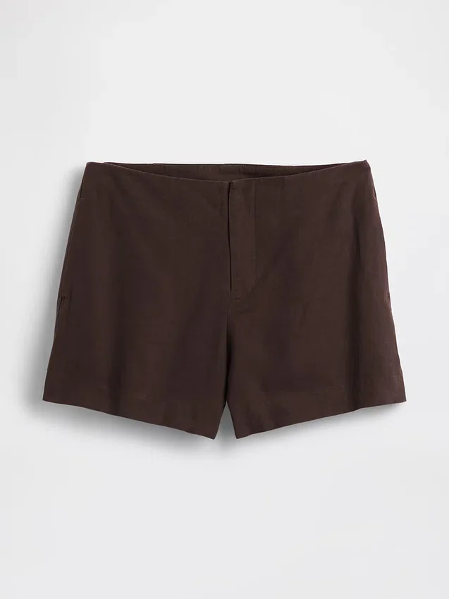 4" Shorts i linblanding med middels høy midje