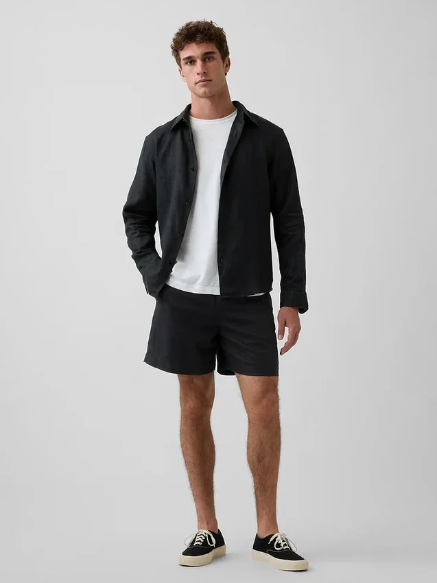 5,5" avslappede shorts i linblanding