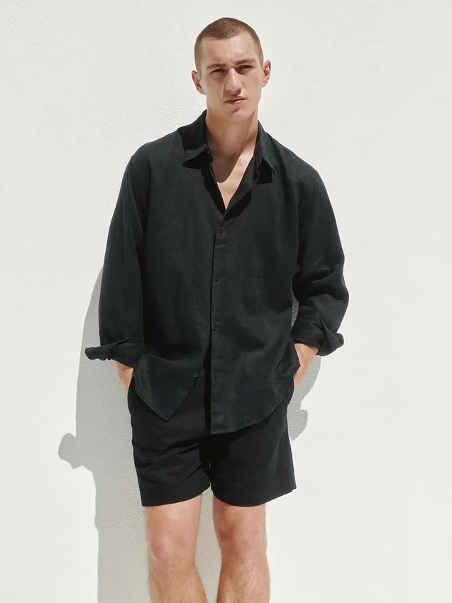 5,5" avslappede shorts i linblanding
