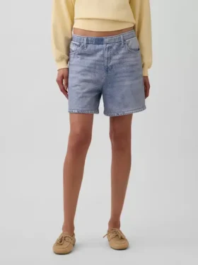 5″ mid-rise, trykte strikkede denim-Shorts