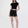 5" midt høye denim-Shorts i girlfriend-stil