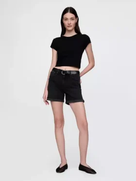5" midt høye denim-Shorts i girlfriend-stil