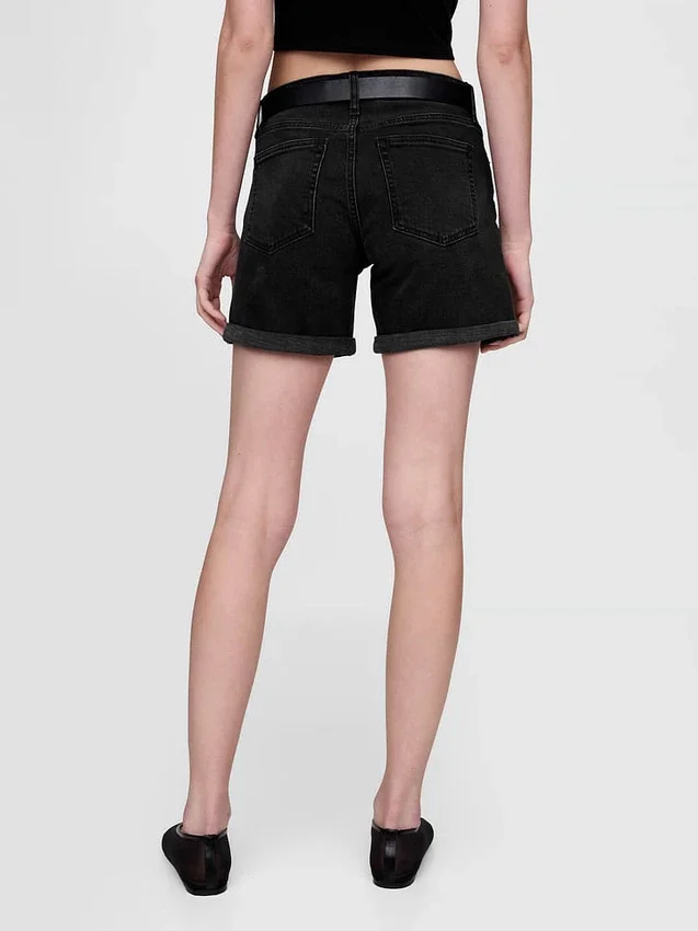 5" midt høye denim-Shorts i girlfriend-stil