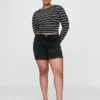 5" midt høye denim-Shorts i girlfriend-stil