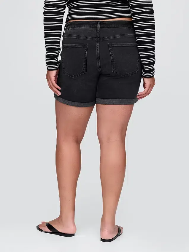5" midt høye denim-Shorts i girlfriend-stil