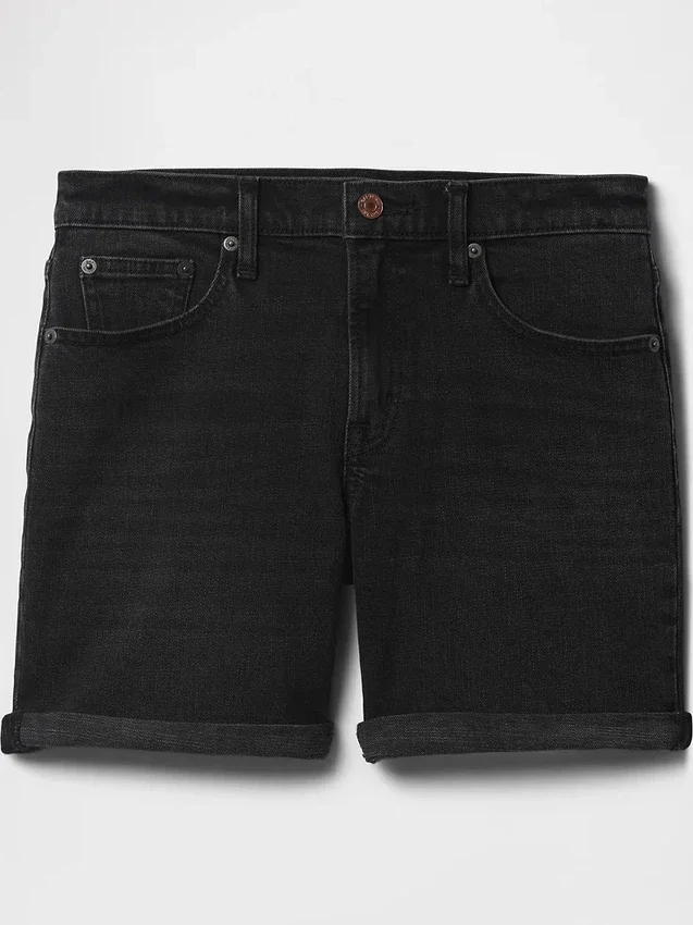 5" midt høye denim-Shorts i girlfriend-stil