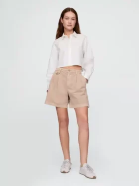 6" midhøye plisserte shorts i twill