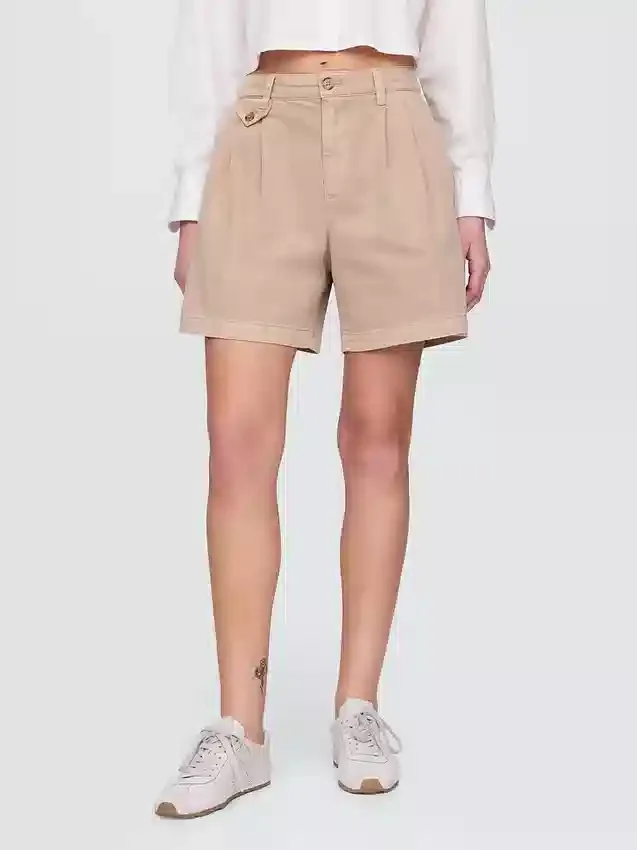 6" midhøye plisserte shorts i twill