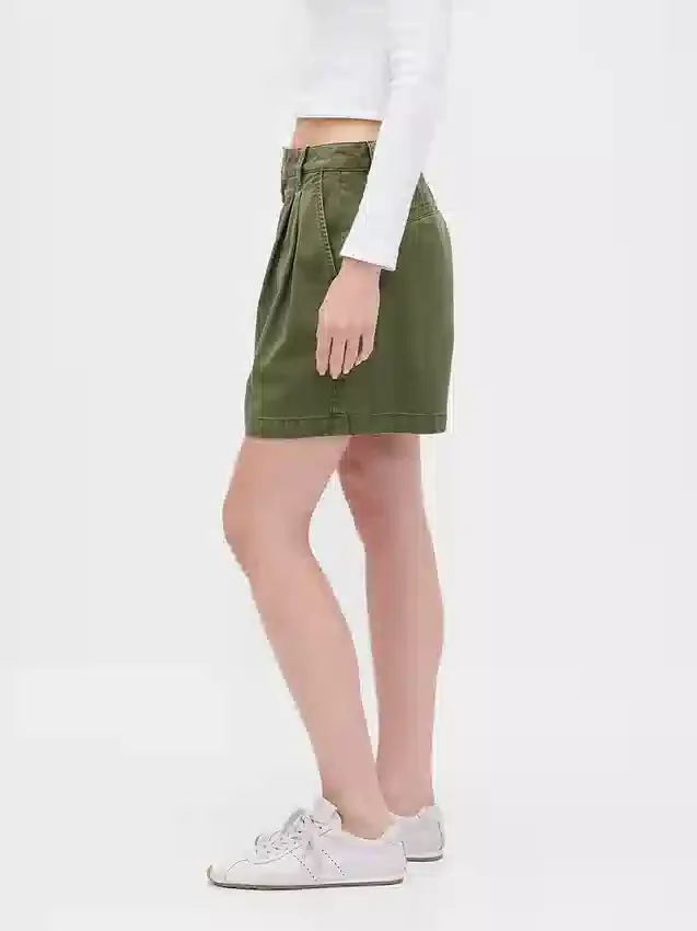 6" midhøye plisserte shorts i twill