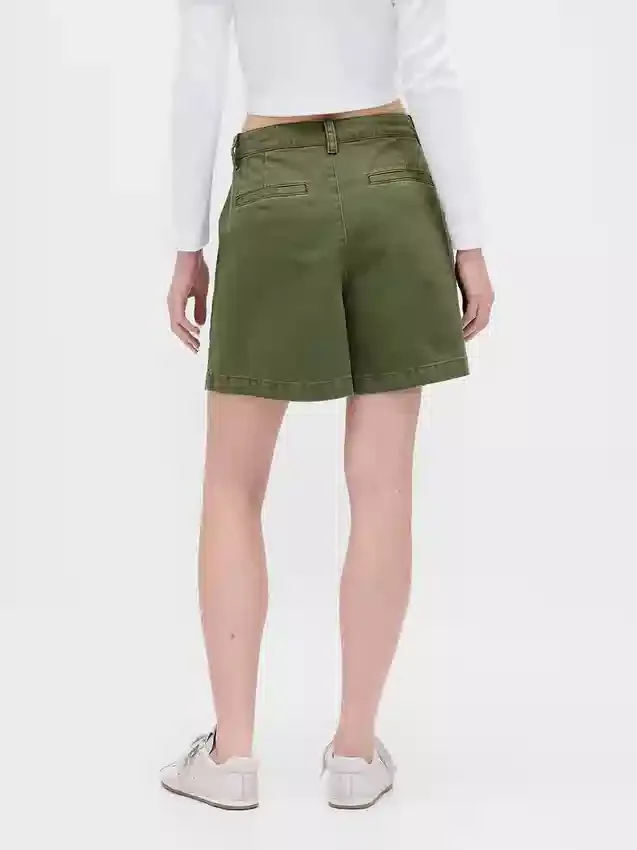 6" midhøye plisserte shorts i twill