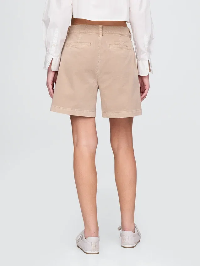 6" midhøye plisserte shorts i twill