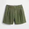 6" midhøye plisserte shorts i twill