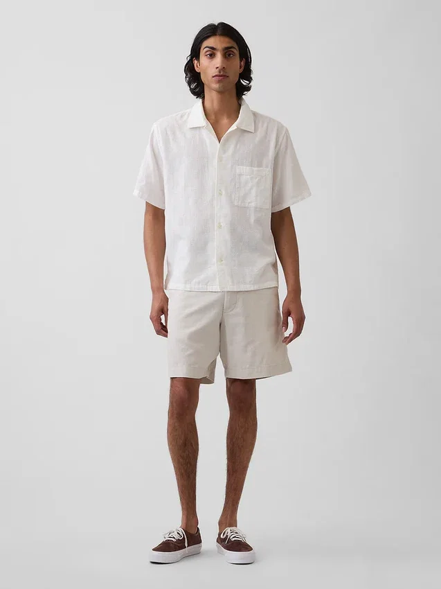 7,5" Shorts i lin-bomullsblanding