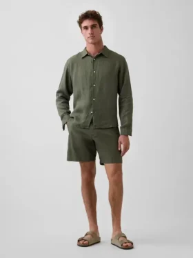 7,5" Shorts i lin-bomullsblanding